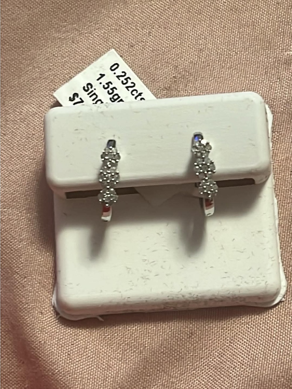 Diamond Cluster Hoop Earrings - sterling silver